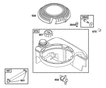 Fuel Tank Grp, Guard Diagram and Parts List for 133702-0135-XX  Briggs and Stratton Engine